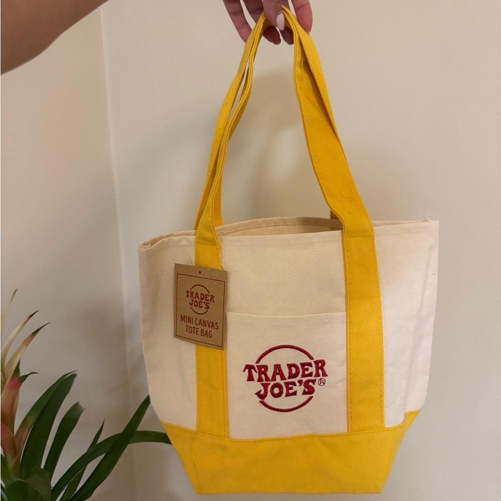Trader Joe's Yellow and Cream Canvas Tote